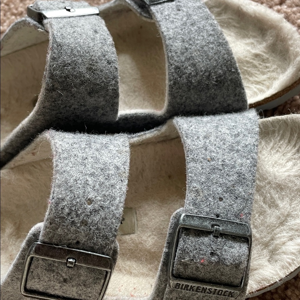 Birkenstock Arizona Gray Wool Sandals - Picture 3 of 4